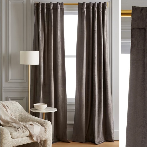 NWT QUINCE 48x108 Luster Velvet Room Darkening Curtain Slate 0896 - Picture 1 of 9